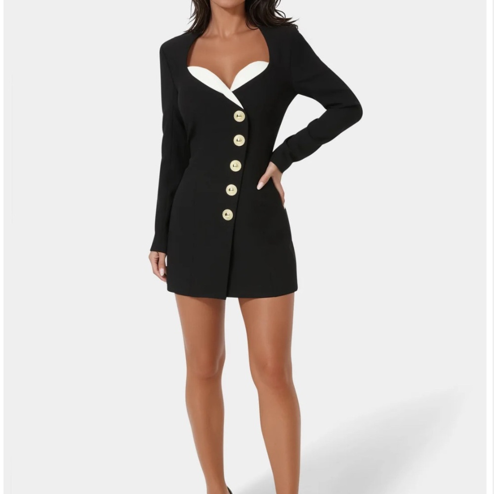 BEBE TAILORED BLACK & WHITE ROMPER
